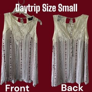 Daytrip Cream Sleeveless Blouse with Lace Details